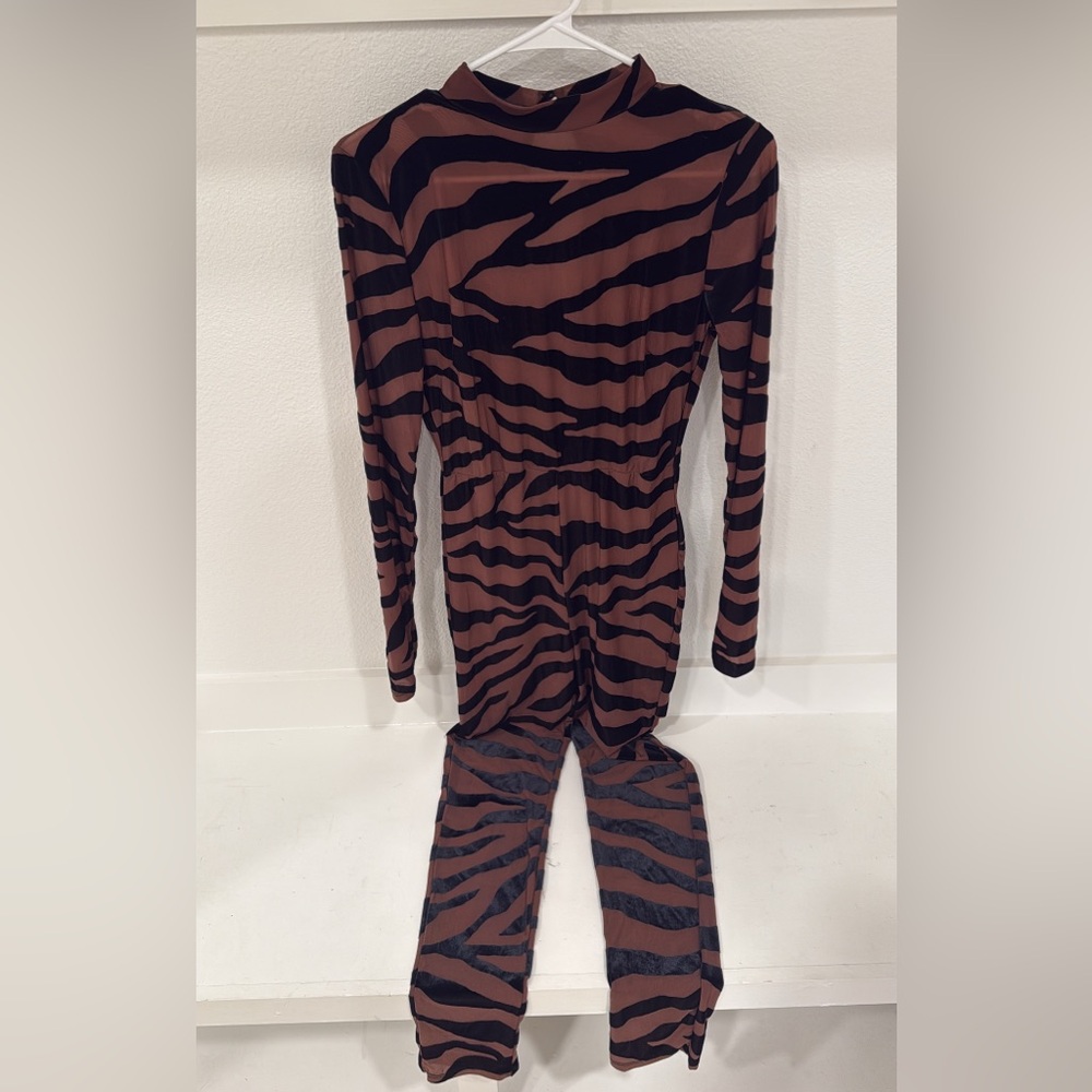 Fashion Nova Brown and Black Zebra Jumpsuit